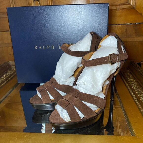 Ralph Lauren Fall ‘15 Collection Brown Suede Jenica Stiletto Sandal Look 20 & 21 - Picture 2 of 16